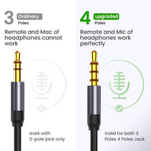 Load image into Gallery viewer, Nylon Braid 4 Poles 3.5MM Audio Aux Cable Jack For Headphone Speaker Line  Car PC Mp3 Mp4
