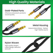 Load image into Gallery viewer, Nylon Braid 4 Poles 3.5MM Audio Aux Cable Jack For Headphone Speaker Line  Car PC Mp3 Mp4
