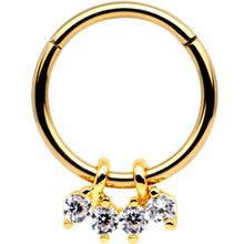 Load image into Gallery viewer, 16G 5/16 Clear Gem Gold Tone Quartet Hinged Segment Ring
