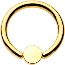 Load image into Gallery viewer, 14G 3/8 White 4mm Faux Opal Gold IP Disc BCR Captive Ring
