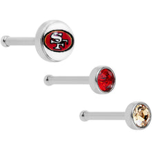 Load image into Gallery viewer, 20G Licensed NFL San Francisco 49ers Logo Nose Bone 3 Pack Set

