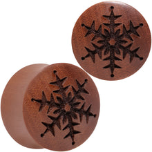 Load image into Gallery viewer, Organic Sawo Wood Holiday Winter Snowflake Saddle Plug Set Sizes 8mm to 25mm
