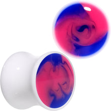 Load image into Gallery viewer, Blue and Pink Candy Swirl Saddle Plug Set Available in Sizes 0G to 20mm
