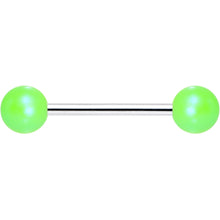 Load image into Gallery viewer, Matte Iridescent Neon Green 6mm Acrylic Ball Barbell Tongue Ring
