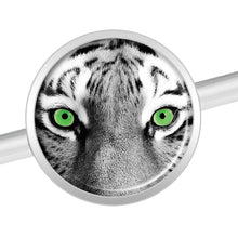 Load image into Gallery viewer, 14G Black White Tiger Eyes Industrial Barbell 37mm
