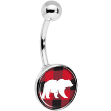 Load image into Gallery viewer, Red Black Plaid Polar Bear Belly Ring
