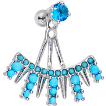 Load image into Gallery viewer, 1/4 Aqua Gem Darling Fan Dangle Cartilage Tragus Piercing

