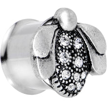 Load image into Gallery viewer, 5/8 Clear Gem Steel Allow Me Ladybug Double Flare Tunnel Plug Set
