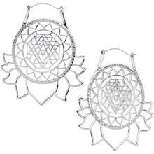 Load image into Gallery viewer, Lotus Flower Mandala Tunnel Plug Earrings
