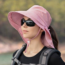 Load image into Gallery viewer, One Size Women Wide Large Sun Hat Bucket Hat Summer Outdoor Fishing Hiking UV Anti Neck Protection Shawl Wide Hat UV Sun Protection Safari Unisex Cap Ladies Hat Sport Summer Hat
