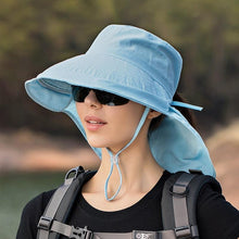 Load image into Gallery viewer, One Size Women Wide Large Sun Hat Bucket Hat Summer Outdoor Fishing Hiking UV Anti Neck Protection Shawl Wide Hat UV Sun Protection Safari Unisex Cap Ladies Hat Sport Summer Hat
