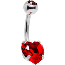 Load image into Gallery viewer, Clear Red CZ Gem Sweet Heart Sweep Dangle Belly Ring
