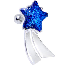 Load image into Gallery viewer, 16G 1/4 Blue Gem Star Comet Tragus Cartilage Earring
