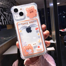 Load image into Gallery viewer, Orange Cute Cartoon Bear Rabbit Clear Phone Case For iPhone 14 Pro Max 13 12 11 X XR XS 7 8 Plus Card Holder Wallet Shockproof Cover Cartoon Soft iPhone Case
