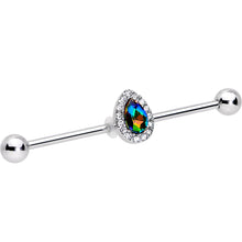 Load image into Gallery viewer, Rainbow Gem Bubblegum Teardrop Industrial Barbell 38mm
