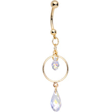 Load image into Gallery viewer, 14K Gold Reversible Dangle Belly Ring Created with Crystals
