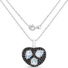 Load image into Gallery viewer, 3.52 Carat Genuine Blue Topaz and Black Spinel .925 Sterling Silver Pendant
