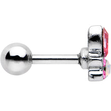 Load image into Gallery viewer, White Faux Opal Pink Gem Naupaka Flower Tragus Cartilage Earring
