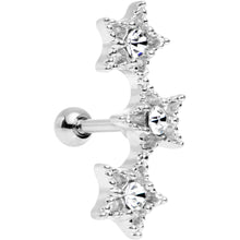 Load image into Gallery viewer, 18G 1/4 Clear Gem Star Trio Cartilage Tragus Earring
