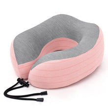 Load image into Gallery viewer, Outdoor Neck Support Pillow Headrest Travel Folding Slow Rebound Journey Trip Cushion Memory Foam Travel Pillow Neck Pillow, Ideal for Airplane Travel Comfortable Lightweight Improved Support Design Machine Washable Cover Must Have Travel Accessories
