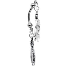 Load image into Gallery viewer, Handcrafted Viking Axe and Helmet Double Mount Dangle Belly Ring
