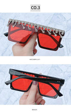 Load image into Gallery viewer, Oversize Square Crystal Sunglasses, Flat Top Oversized Sunglasses In Different Shades New Sun Wear Crystal Diamond Luxury Style Shades
