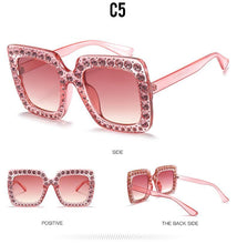 Load image into Gallery viewer, Oversized Sunglasses Square Diamond Sunglasses Women Retro Sunglasses Luxury &amp; Diamond Square Shape Sunglasses For Women Branded Attractive Any Size Crystal Sun Glasses For Ladies Gradient Classic Mirror &amp; Decent Shades
