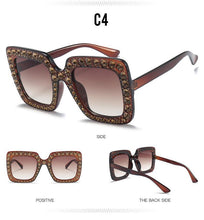 Load image into Gallery viewer, Oversized Sunglasses Square Diamond Sunglasses Women Retro Sunglasses Luxury &amp; Diamond Square Shape Sunglasses For Women Branded Attractive Any Size Crystal Sun Glasses For Ladies Gradient Classic Mirror &amp; Decent Shades
