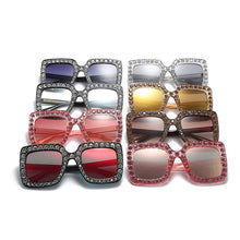 Load image into Gallery viewer, Oversized Sunglasses Square Diamond Sunglasses Women Retro Sunglasses Luxury &amp; Diamond Square Shape Sunglasses For Women Branded Attractive Any Size Crystal Sun Glasses For Ladies Gradient Classic Mirror &amp; Decent Shades

