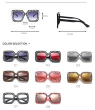 Load image into Gallery viewer, Oversized Sunglasses Square Diamond Sunglasses Women Retro Sunglasses Luxury &amp; Diamond Square Shape Sunglasses For Women Branded Attractive Any Size Crystal Sun Glasses For Ladies Gradient Classic Mirror &amp; Decent Shades

