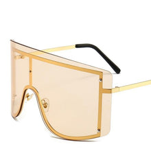 Load image into Gallery viewer, Oversized Women Blue &amp; Yellow Gradient Sunglasses  Fashionable Rimless In Metal For Female New Shades Personality Eyewear
