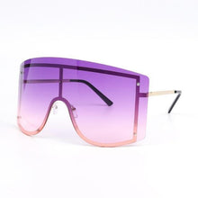 Load image into Gallery viewer, Oversized Women Blue &amp; Yellow Gradient Sunglasses  Fashionable Rimless In Metal For Female New Shades Personality Eyewear

