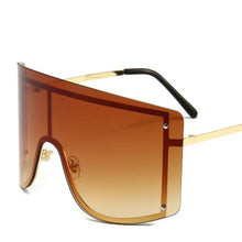 Load image into Gallery viewer, Oversized Women Blue &amp; Yellow Gradient Sunglasses  Fashionable Rimless In Metal For Female New Shades Personality Eyewear
