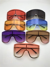 Load image into Gallery viewer, Oversized Women Blue &amp; Yellow Gradient Sunglasses  Fashionable Rimless In Metal For Female New Shades Personality Eyewear
