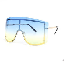 Load image into Gallery viewer, Oversized Women Blue &amp; Yellow Gradient Sunglasses  Fashionable Rimless In Metal For Female New Shades Personality Eyewear
