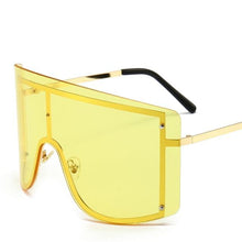 Load image into Gallery viewer, Oversized Women Blue &amp; Yellow Gradient Sunglasses  Fashionable Rimless In Metal For Female New Shades Personality Eyewear
