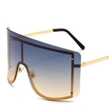 Load image into Gallery viewer, Oversized Women Blue &amp; Yellow Gradient Sunglasses  Fashionable Rimless In Metal For Female New Shades Personality Eyewear
