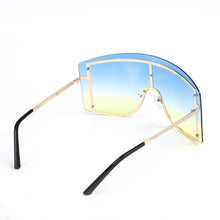 Load image into Gallery viewer, Oversized Women Blue &amp; Yellow Gradient Sunglasses  Fashionable Rimless In Metal For Female New Shades Personality Eyewear
