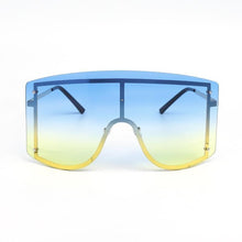 Load image into Gallery viewer, Oversized Women Blue &amp; Yellow Gradient Sunglasses  Fashionable Rimless In Metal For Female New Shades Personality Eyewear
