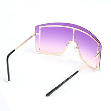 Load image into Gallery viewer, Oversized Women Blue &amp; Yellow Gradient Sunglasses  Fashionable Rimless In Metal For Female New Shades Personality Eyewear

