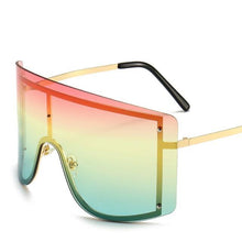 Load image into Gallery viewer, Oversized Women Blue &amp; Yellow Gradient Sunglasses  Fashionable Rimless In Metal For Female New Shades Personality Eyewear
