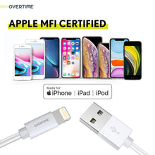 Load image into Gallery viewer, Overtime iPhone Charger Set | Apple MFi Certified Lightning Cable 6ft with Dual USB Wall Charger Adapter - White
