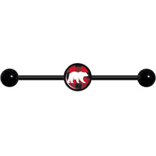Load image into Gallery viewer, 14G Red Black Plaid Polar Bear Black Industrial Barbell 37mm
