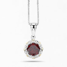 Load image into Gallery viewer, 2.32 Carat Genuine Garnet and White Diamond 14K Yellow Gold with .925 Sterling Silver Pendant
