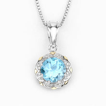 Load image into Gallery viewer, 2.32 Carat Genuine Swiss Blue Topaz and White Diamond 14K Yellow Gold with .925 Sterling Silver Pendant
