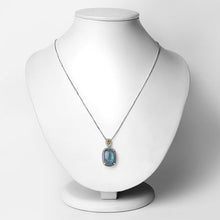 Load image into Gallery viewer, 11.05 Carat Genuine Labradorite and White Diamond 14K Yellow Gold with .925 Sterling Silver Pendant
