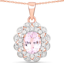 Load image into Gallery viewer, 4.26 Carat Genuine Kunzite and White Topaz .925 Sterling Silver Pendant
