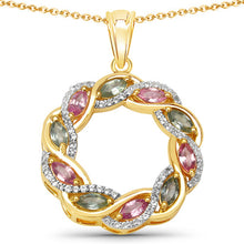 Load image into Gallery viewer, 1.83 Carat Genuine Green Sapphire, Pink Sapphire and White Topaz .925 Sterling Silver Pendant
