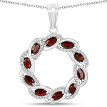Load image into Gallery viewer, 2.33 Carat Genuine Garnet and White Topaz .925 Sterling Silver Pendant
