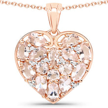 Load image into Gallery viewer, 2.95 Carat Genuine Morganite and White Zircon .925 Sterling Silver Pendant
